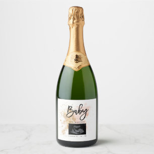 Sonogram Girl Pregnancy Announcement  Sparkling Wine Label