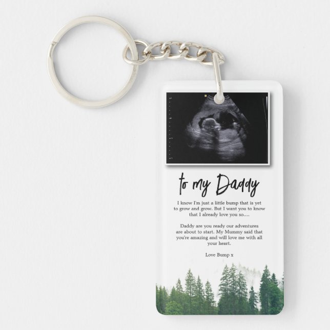 Sonogram Letter From Bump for Expecting Dad Key Ring (Front)