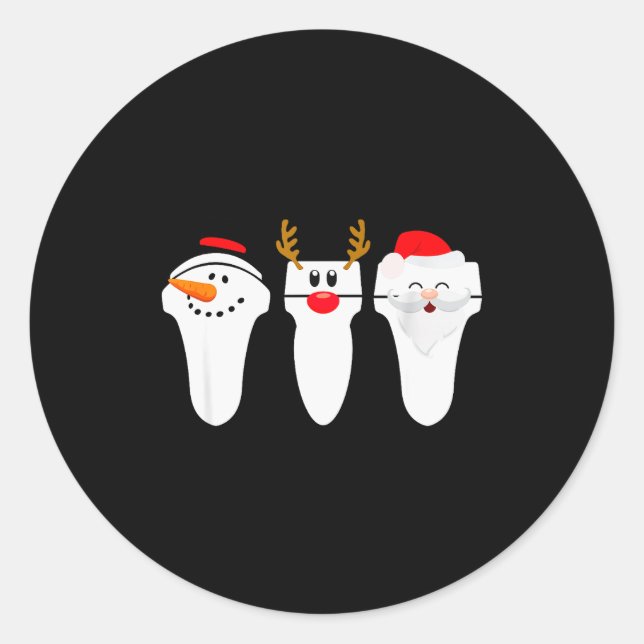 Sonograph Christmas Santa Snowman Reindeer  Classic Round Sticker (Front)
