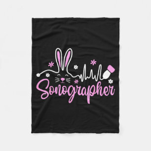 Sonographer Bunny Easter Sonography Ultrasound Fleece Blanket