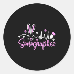 Sonographer Bunny Easter Sonography Ultrasound Tec Classic Round Sticker