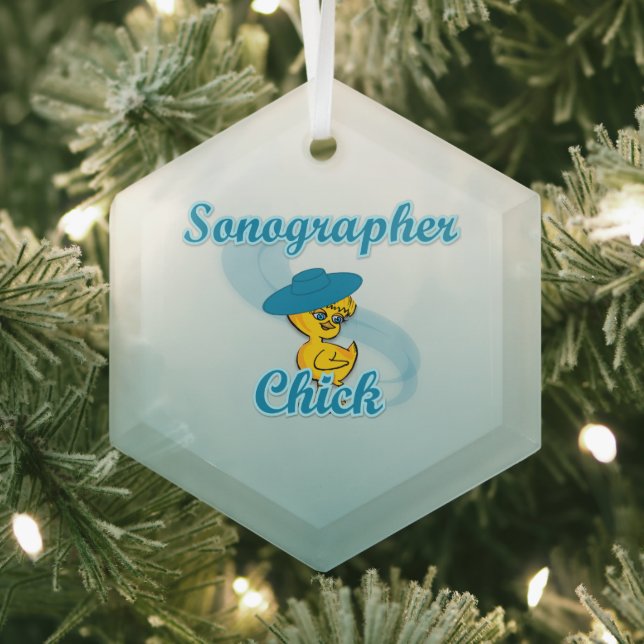Sonographer Chick #3 Glass Tree Decoration (Insitu)