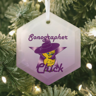 Sonographer Chick #9 Glass Tree Decoration