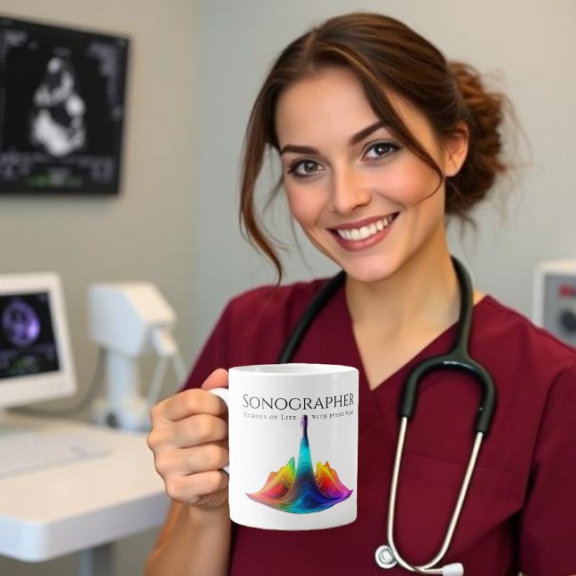 Sonographer-Colourful Ultrasound Waves Large Coffee Mug (Sonographer-Colorful Ultrasound Waves Giant Coffee Mug)