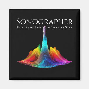 Sonographer-Colourful Ultrasound Waves Magnet