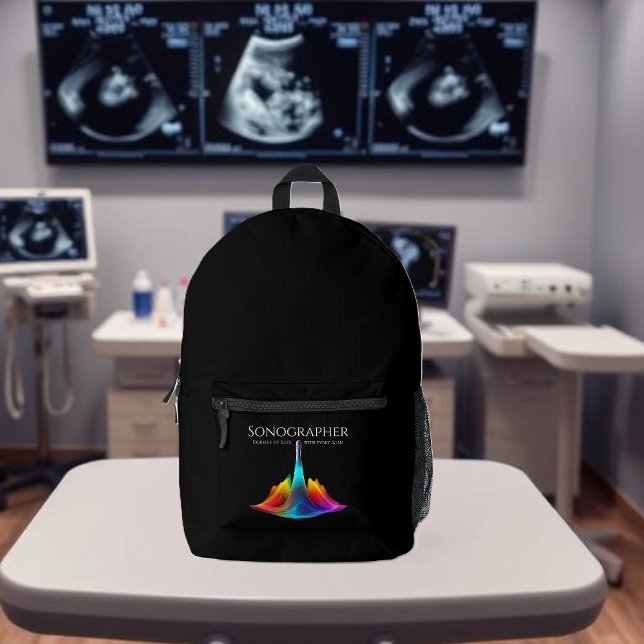 Sonographer-Colourful Ultrasound Waves Printed Backpack (Sonographer-Colorful Ultrasound Waves Printed Backpack)
