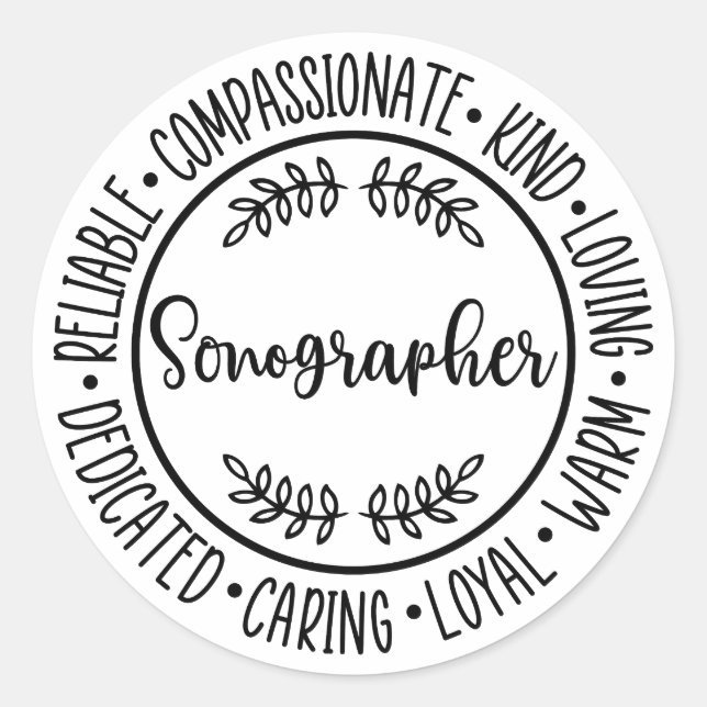 Sonographer Gift, Sonography, Ultrasound Tech Classic Round Sticker (Front)