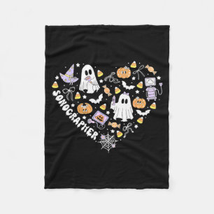 Sonographer Heart Halloween Ultrasound Tech MFM Fleece Blanket