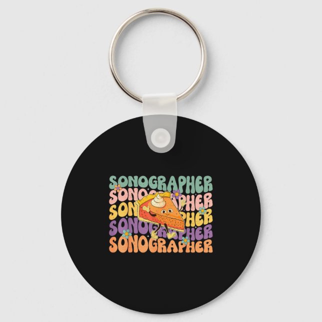 Sonographer pie fall floral ultrasound tech key ring (Front)