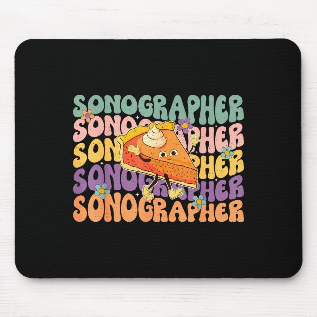 Sonographer pie fall floral ultrasound tech mouse pad (Front)