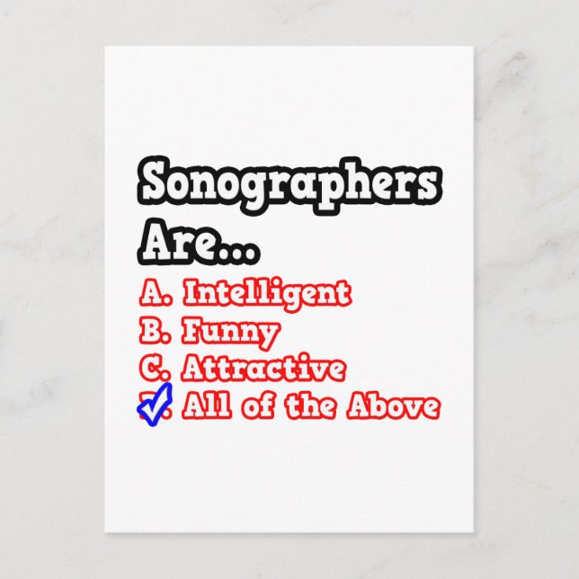 Sonographer Quiz...Joke Postcard (Front)