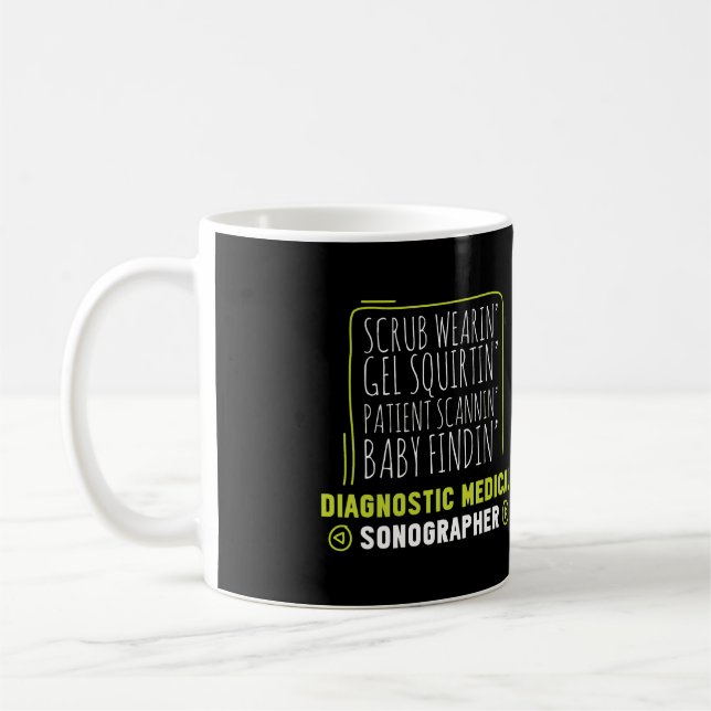 Sonographer Scrub Wearing Ultrasound Tech Gift Coffee Mug (Left)