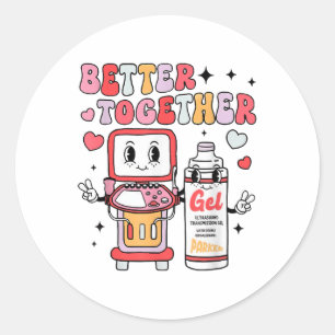 Sonographer Valentines Day Ultrasound Technologist Classic Round Sticker