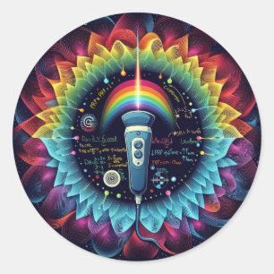 Sonography-Colourful Ultrasound Waves-Physics Classic Round Sticker
