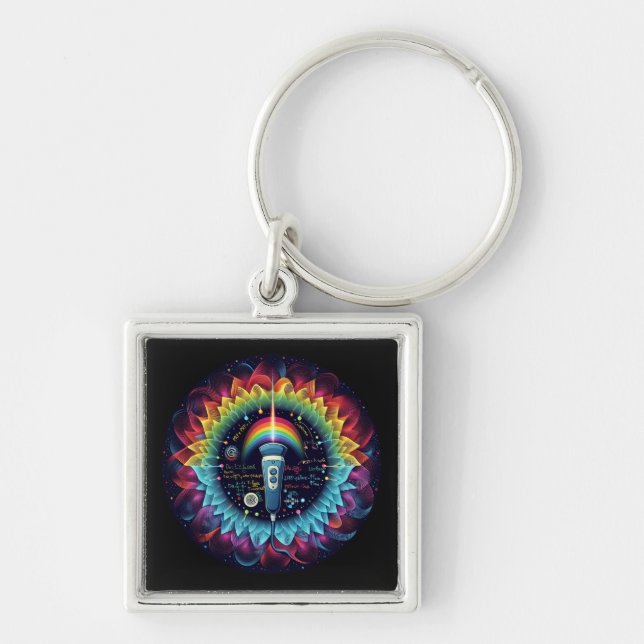 Sonography-Colourful Ultrasound Waves-Physics Key Ring (Front)