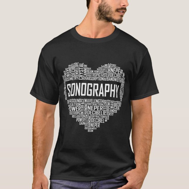 Sonography Heart Gift Sonographer Technologist  T-Shirt (Front)