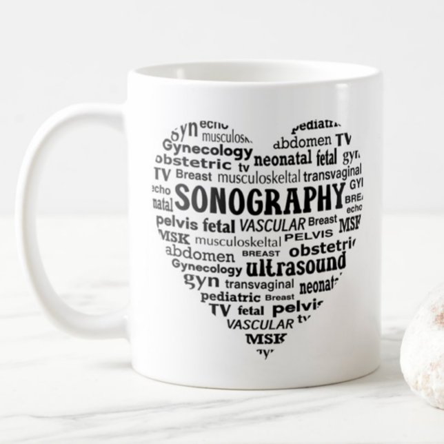 Sonography Speciality Black Heart Sonographer Gift Coffee Mug (Creator Uploaded)