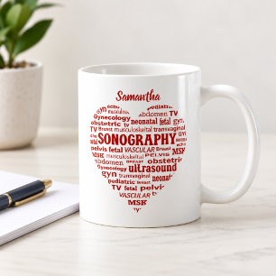 Sonography Speciality Red Heart Sonographer Gift Coffee Mug