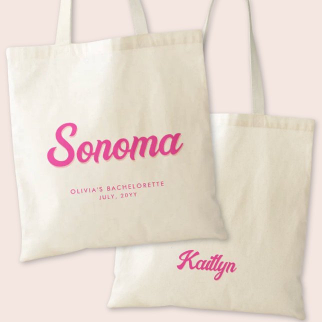 Sonoma Bachelorette Party Personalised Tote Bag (Sonoma Bachelorette Party Tote Bag)
