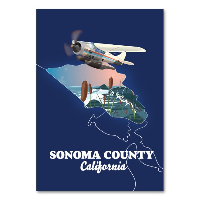 Sonoma County California map Table Number (Front)