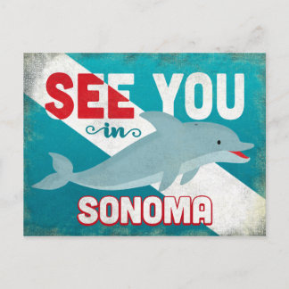 Sonoma Dolphin - Retro Vintage Travel Postcard