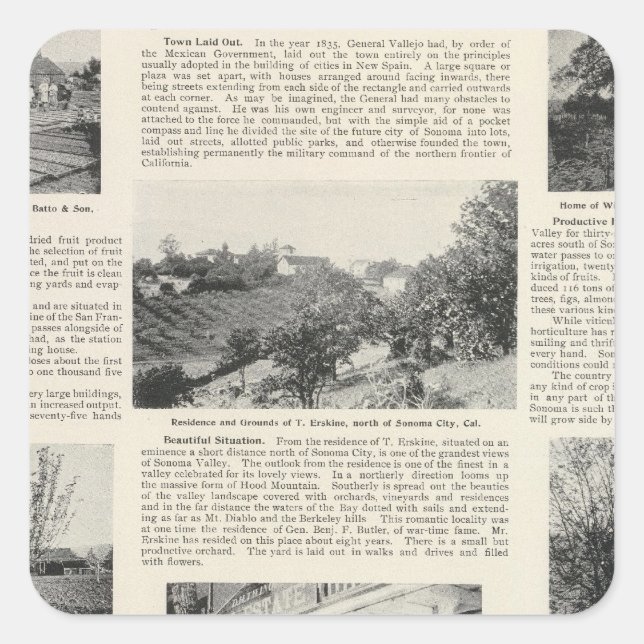 Sonoma Farms, California Square Sticker (Front)