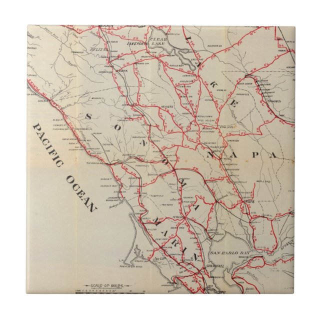 Sonoma, Marin, Lake, and Napa Counties Ceramic Tile (Front)