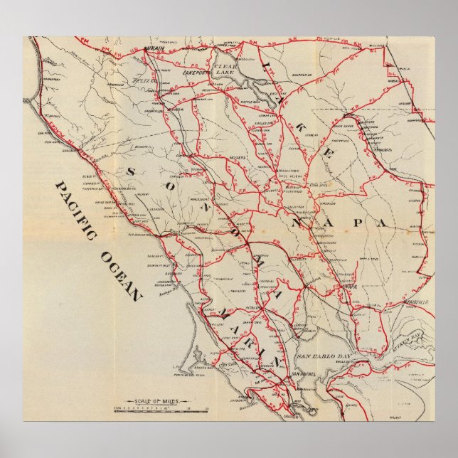 Sonoma, Marin, Lake, and Napa Counties Poster (Front)