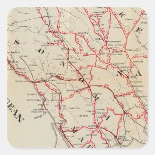 Sonoma, Marin, Lake, and Napa Counties Square Sticker