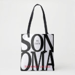 Sonoma Wine Country Tote<br><div class="desc">Bold black and white Sonoma Wine Country shoulder tote. You can personalise it with names,  dates or whatever memory you'd like to add OR  delete the red text  all-to-gether for a simple Sonoma wine country tote!</div>