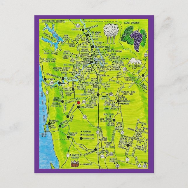 Sonoma Wine country Wineries Postcard (Front)