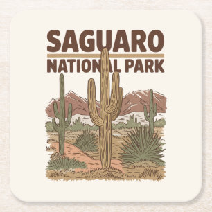 Sonoran Desert Saguaro National Park Square Paper Coaster