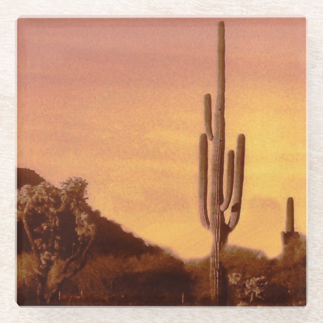 Sonoran sunset glass coaster (Front)