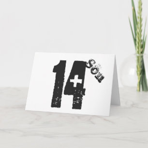 Son's 14th birthday, white and black. card