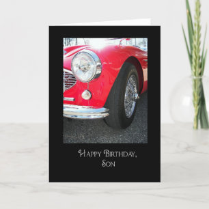 Son's birthday-red vintage sports car card