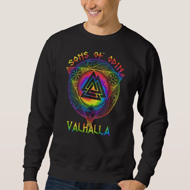 Sons Of Odin Valhalla  Viking Valknut Back Print Sweatshirt (Front)