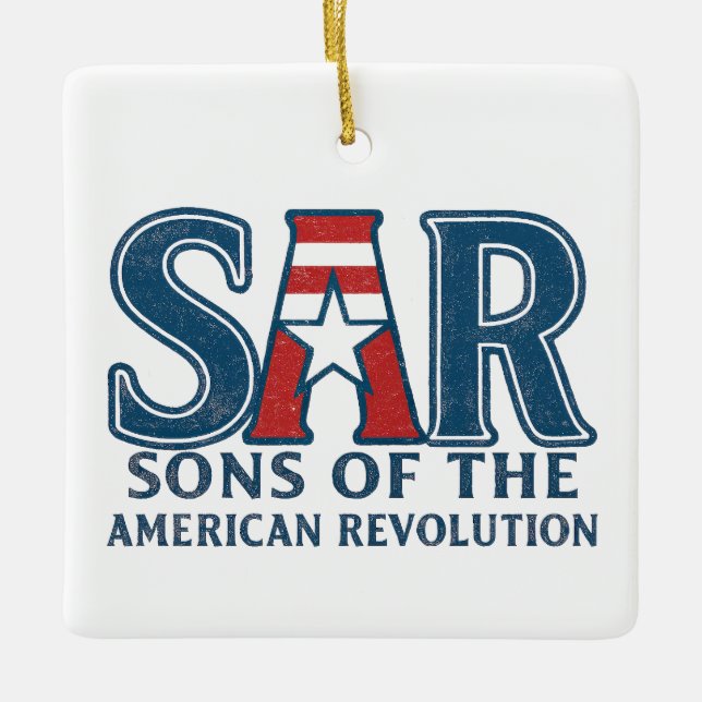Sons of the American Revolution SAR star USA Ceramic Ornament (Front)