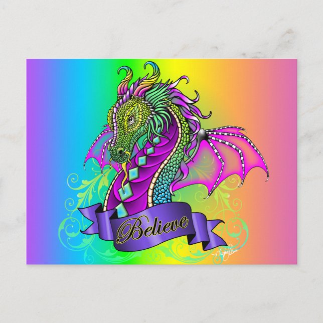 "Sonya" Believe Fairy Rainbow Dragon Postcard (Front)
