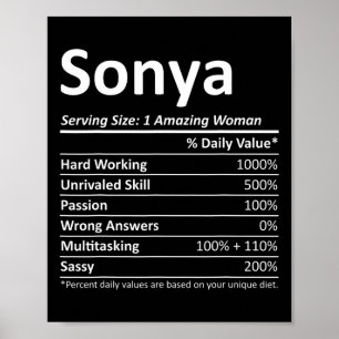 Sonya Nutrition Personalised Name Funny Christmas  Poster