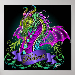 "Sonya" Rainbow Believe Dragon Art Poster