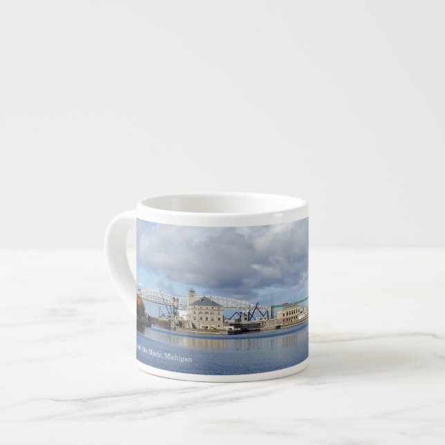 Soo Locks from boat espresso mug (Front Left)