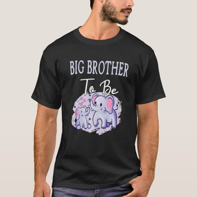 Soon Big Brother To Be Elephants Baby Shower Gende T-Shirt (Front)