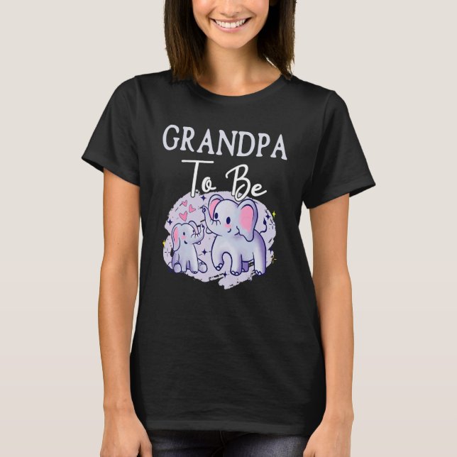 Soon Grandpa To Be Elephants For Baby Shower Gende T-Shirt (Front)