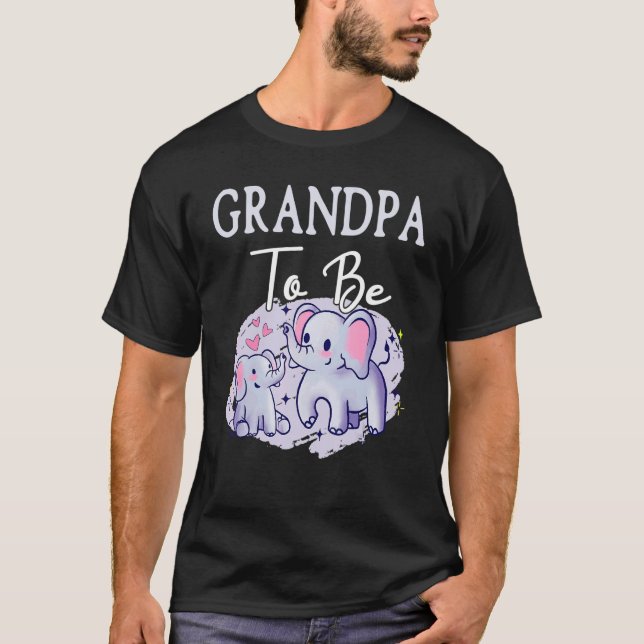 Soon Grandpa To Be Elephants For Baby Shower Gende T-Shirt (Front)