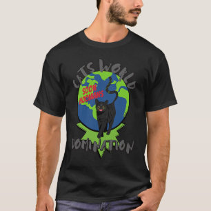 SOON HOOMANS CATS WORLD DOMINATION Black Cat T-Shirt