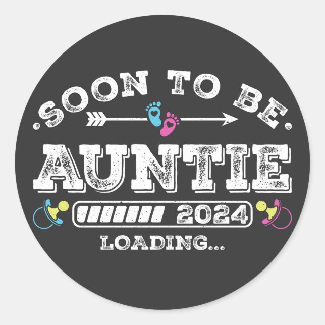 Soon to Be Auntie 2024 Loading Classic Round Sticker (Front)