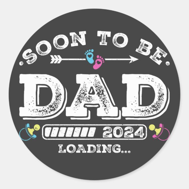 Soon to Be Dad 2024 Loading Classic Round Sticker (Front)