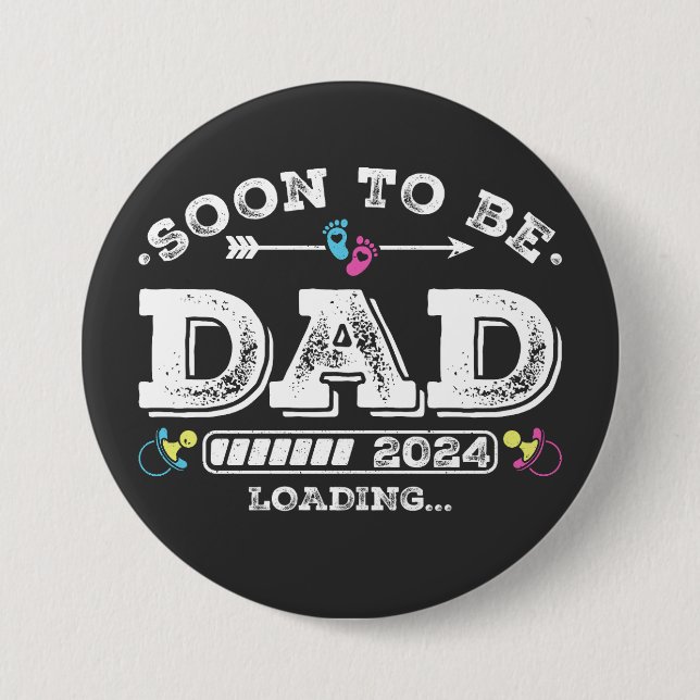 Soon to Be Dad 2024 Loading Round 7.5 Cm Round Badge (Front)