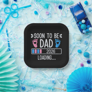 Soon to Be Dad 2026 Loading Pregnancy Announcement Paper Plate