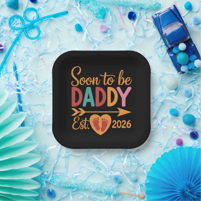 Soon to Be Daddy 2026 Loading Pregnancy Announce Paper Plate (Party)